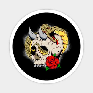 Snake skull roses Magnet